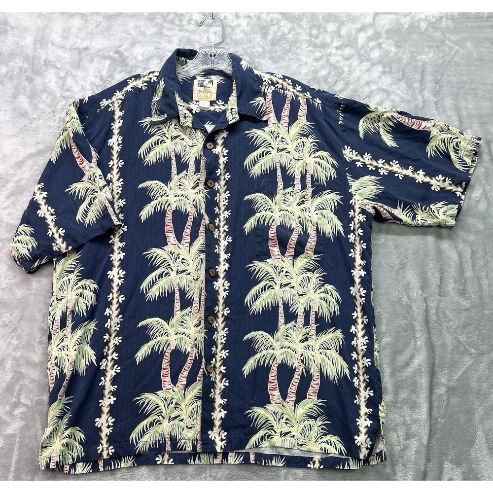John Severson Collection Kahala Men's Vtg Silk Camp Hawaiian Islands Shirt Sz Xl